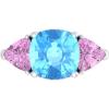 Martha Stewart 8 Carat Cushion Cut Gemstone Three Stone Ring with Lab Grown Diamonds in Sterling Silver, Choose Your Gemstone(Option 4)