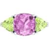 Martha Stewart 8 Carat Cushion Cut Gemstone Three Stone Ring with Lab Grown Diamonds in Sterling Silver, Choose Your Gemstone(Option 6)