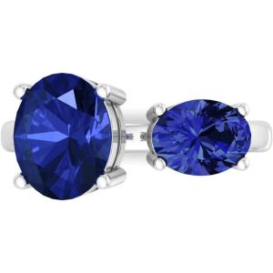 Martha Stewart 3 3/4 Carat Two Stone Gemstone Ring For Women in Sterling Silver, Gemstone Jewelry For Women(Option 8)