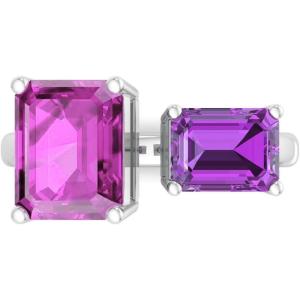 Martha Stewart 4 1/2 Carat Two Stone Gemstone Ring For Women in Sterling Silver, Gemstone Jewelry For Women(Option 6)