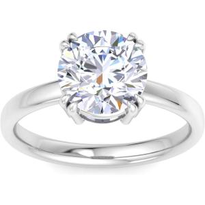 Martha Stewart 3 Carat Round Shape Lab Grown Diamond Solitaire Engagement Ring In Sterling Silver