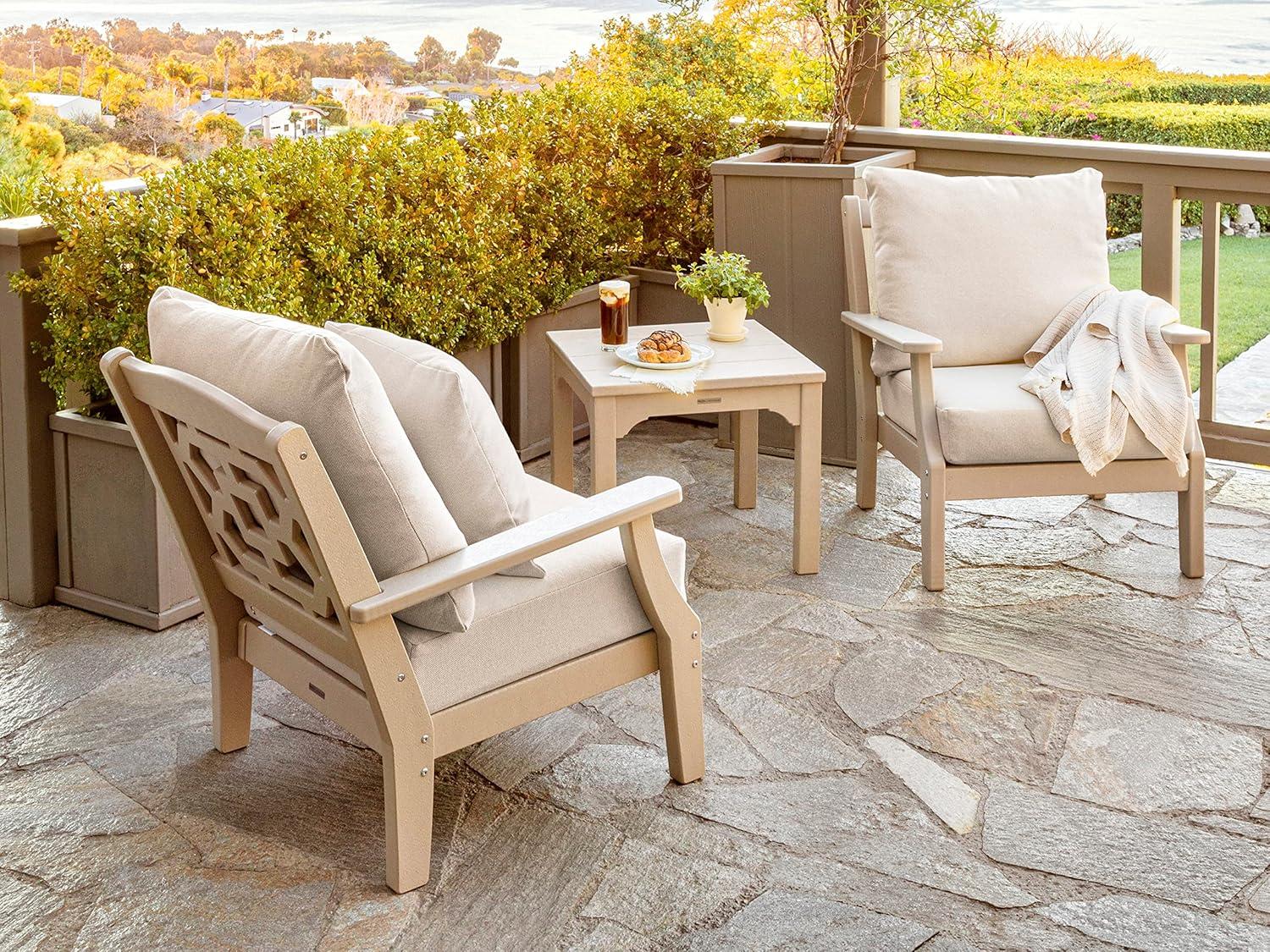 image:imageMartha Stewart by POLYWOOD Acadia 5Piece Farmhouse Dining Set with Benches in WhiteBlack Dune Burlap