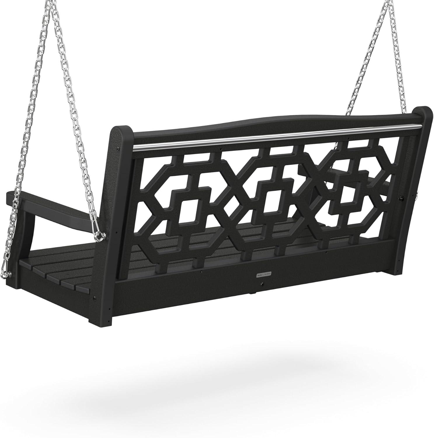 image:imageMartha Stewart by POLYWOOD Chinoiserie 48 Swing in SandBlack