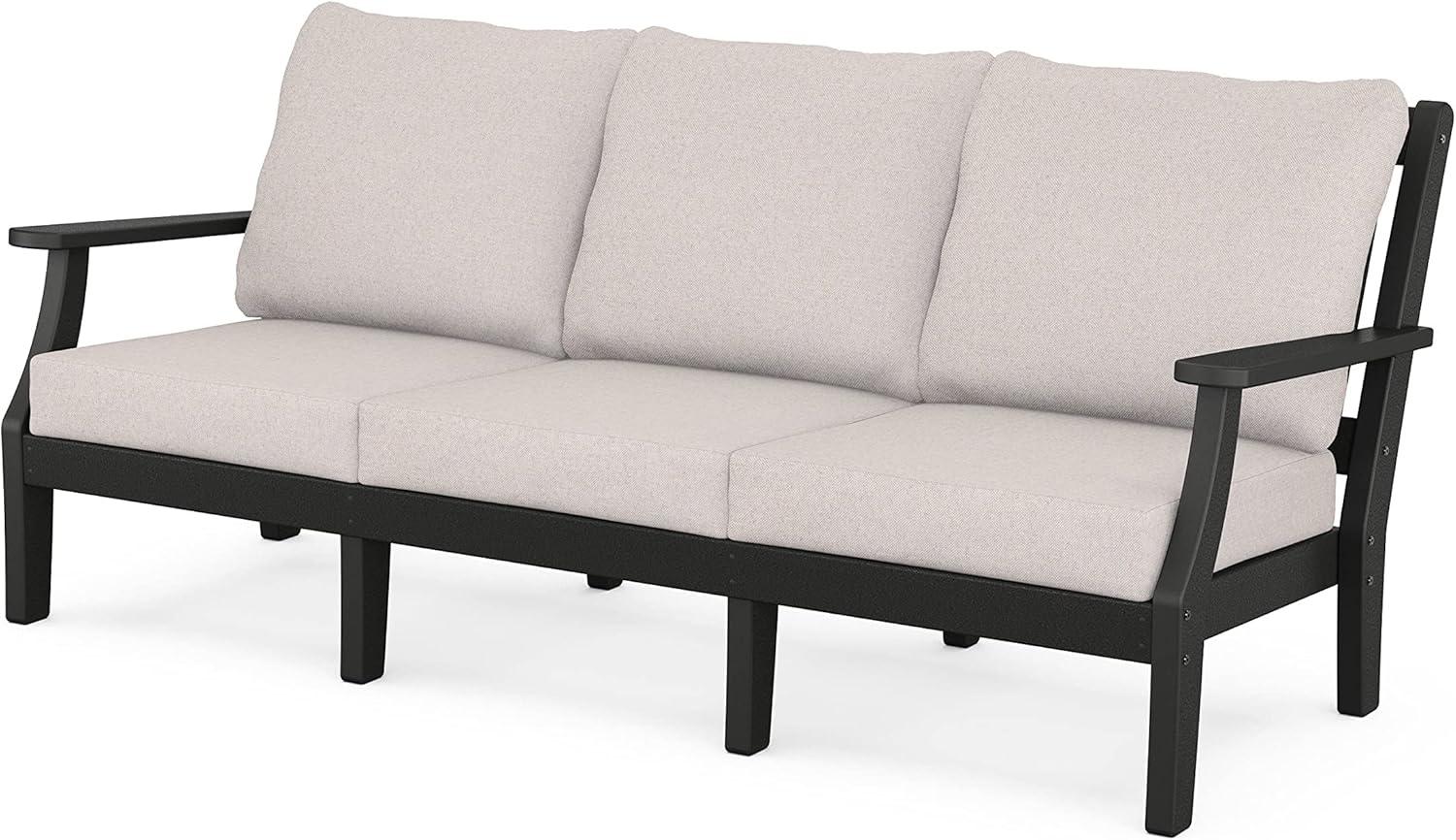 image:imageMartha Stewart by POLYWOOD Chinoiserie 4Piece Deep Seating Set with Sofa in BlackDune BurlapBlack Dune Burlap