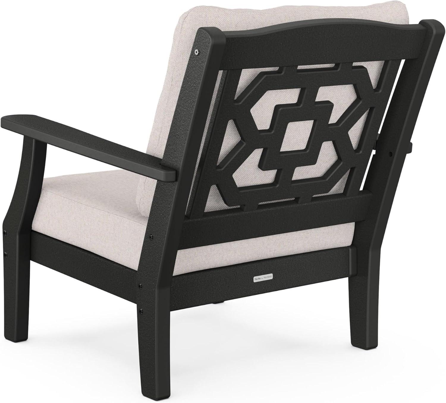 image:imageMartha Stewart by POLYWOOD Chinoiserie 4Piece Deep Seating Set with Sofa in BlackDune BurlapBlack Dune Burlap