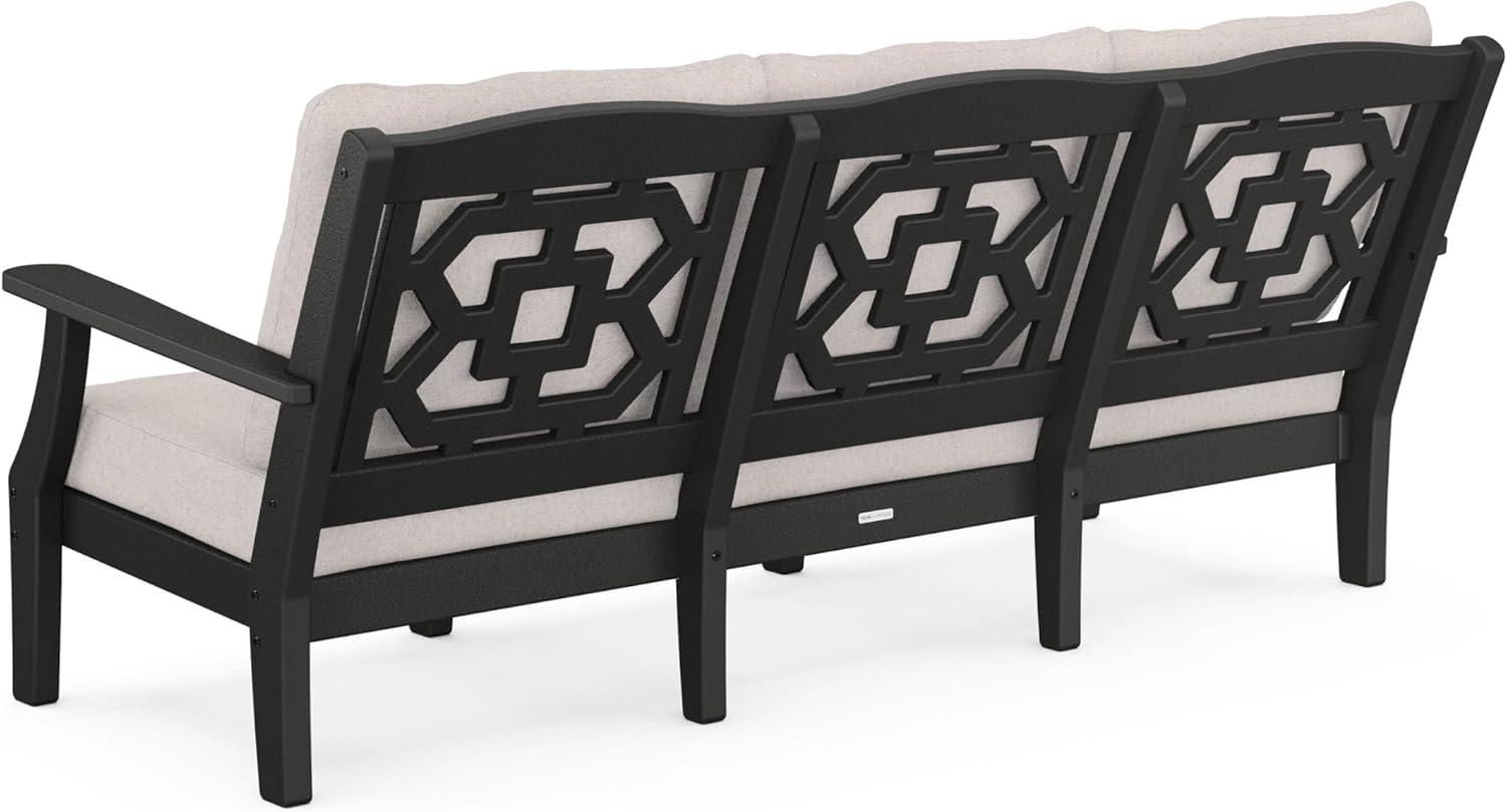 image:imageMartha Stewart by POLYWOOD Chinoiserie 4Piece Deep Seating Set with Sofa in BlackDune BurlapBlack Dune Burlap