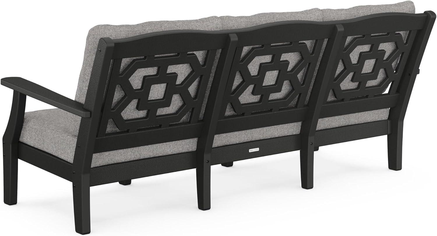 image:imageMartha Stewart by POLYWOOD Chinoiserie 4Piece Deep Seating Set with Sofa in BlackDune BurlapBlack Grey Mist