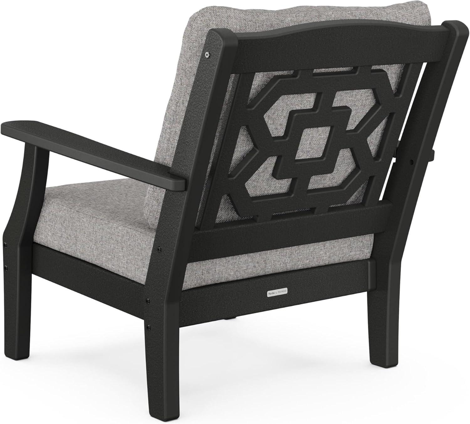 image:imageMartha Stewart by POLYWOOD Chinoiserie 4Piece Deep Seating Set with Sofa in BlackDune BurlapBlack Grey Mist
