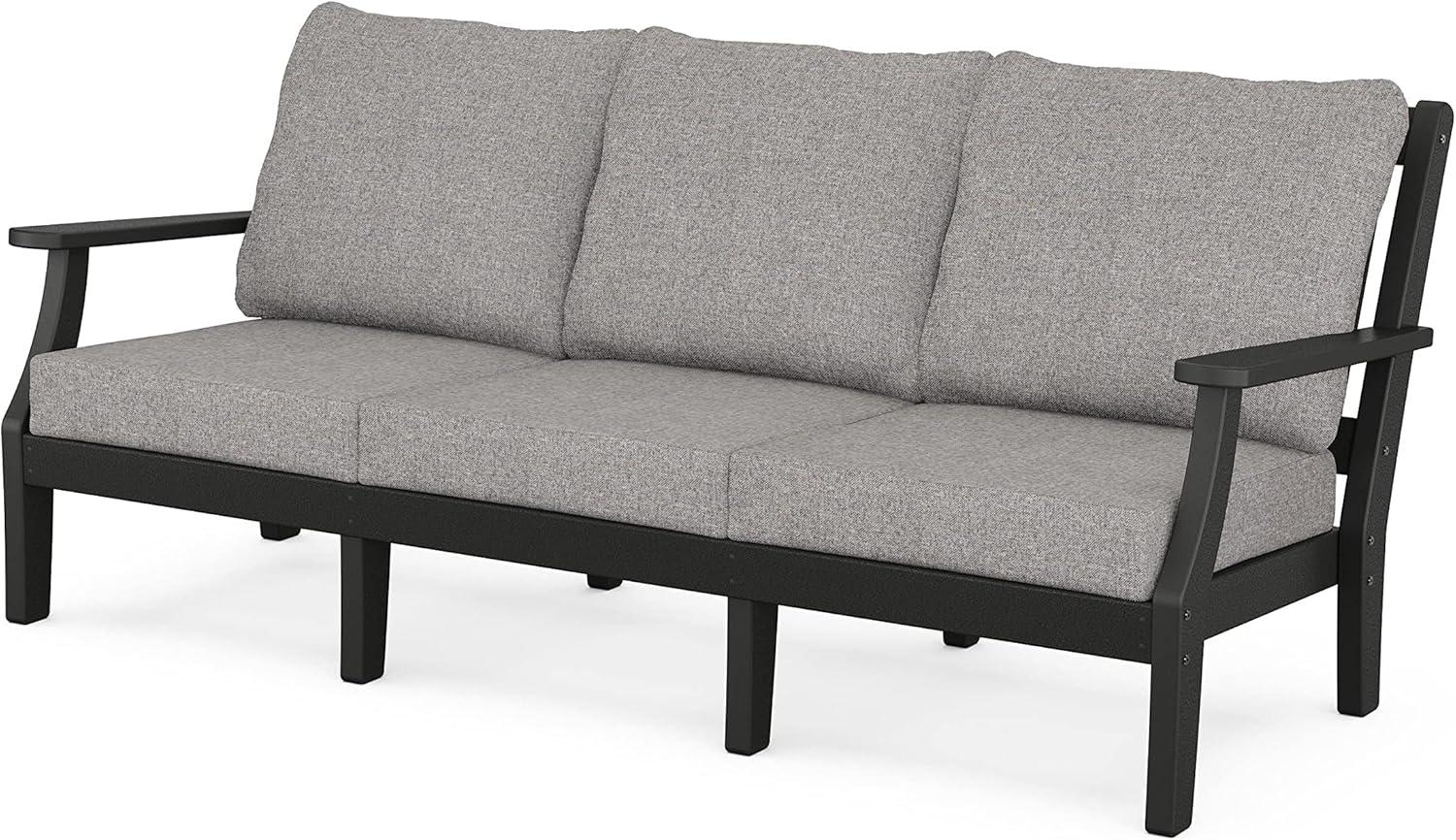 image:imageMartha Stewart by POLYWOOD Chinoiserie 4Piece Deep Seating Set with Sofa in BlackDune BurlapBlack Grey Mist