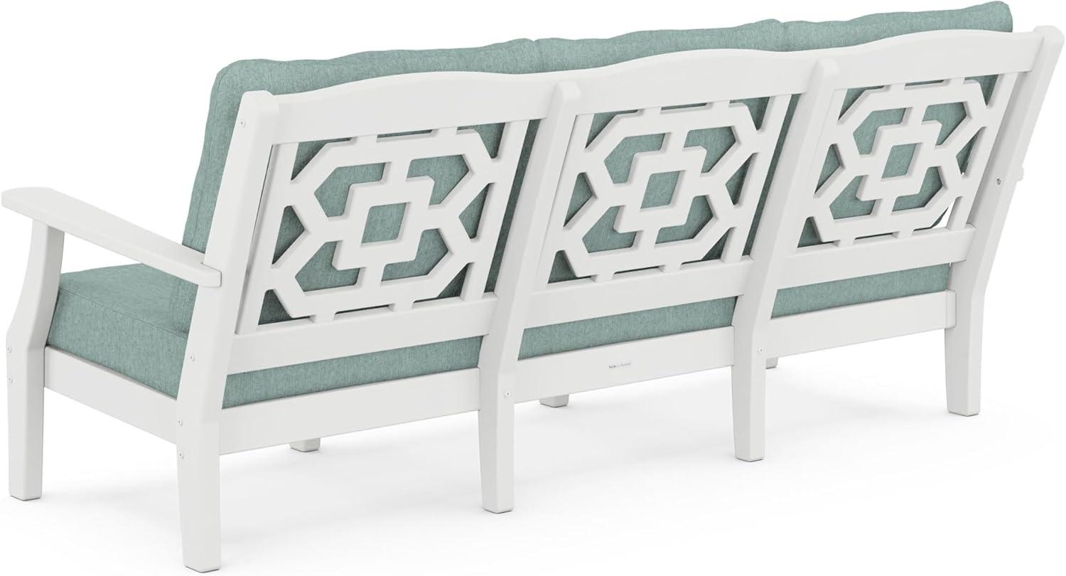 image:imageMartha Stewart by POLYWOOD Chinoiserie 4Piece Deep Seating Set with Sofa in BlackDune BurlapWhite Glacier Spa