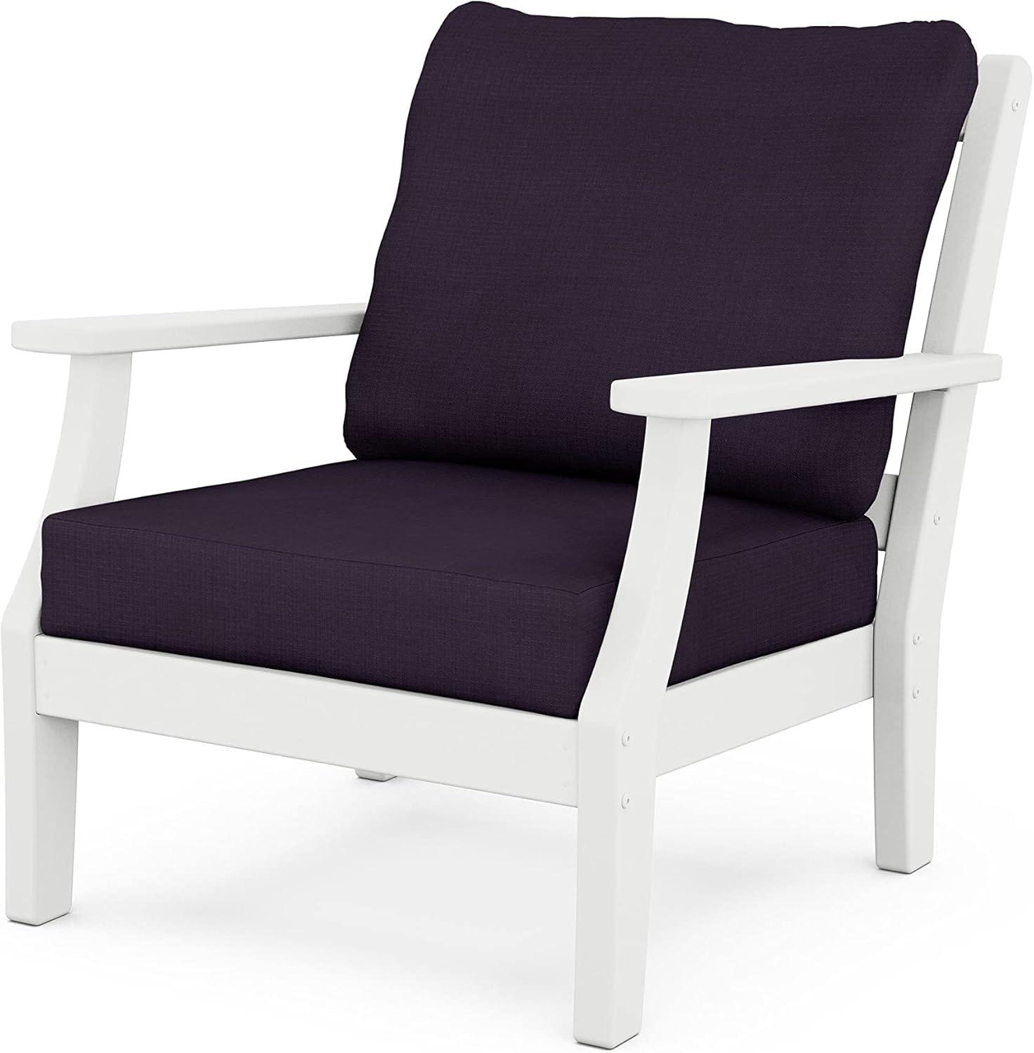 image:imageMartha Stewart by POLYWOOD Chinoiserie 4Piece Deep Seating Set with Sofa in BlackDune BurlapWhite Navy Linen