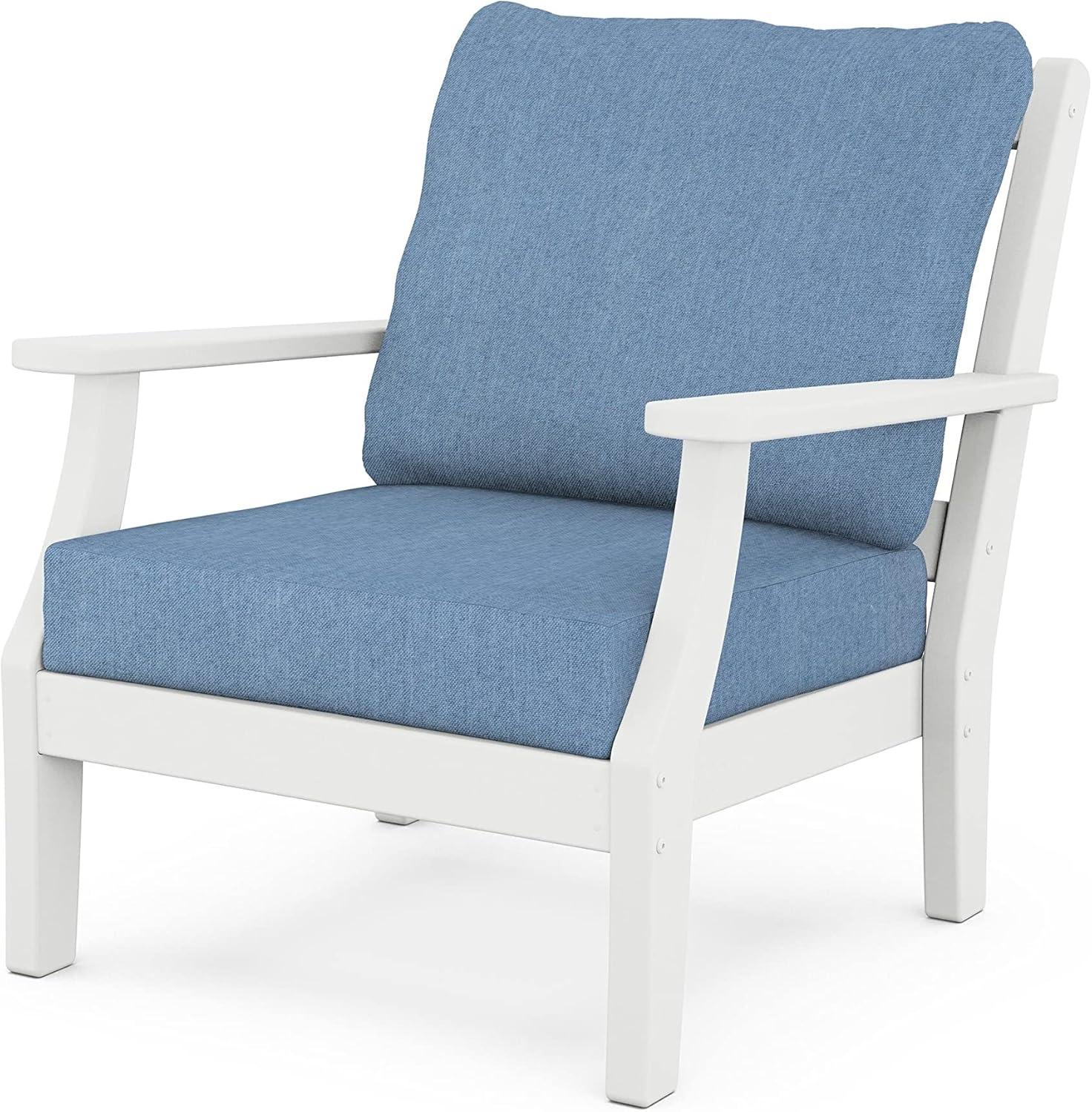 image:imageMartha Stewart by POLYWOOD Chinoiserie 4Piece Deep Seating Set with Sofa in BlackDune BurlapWhite Sky Blue
