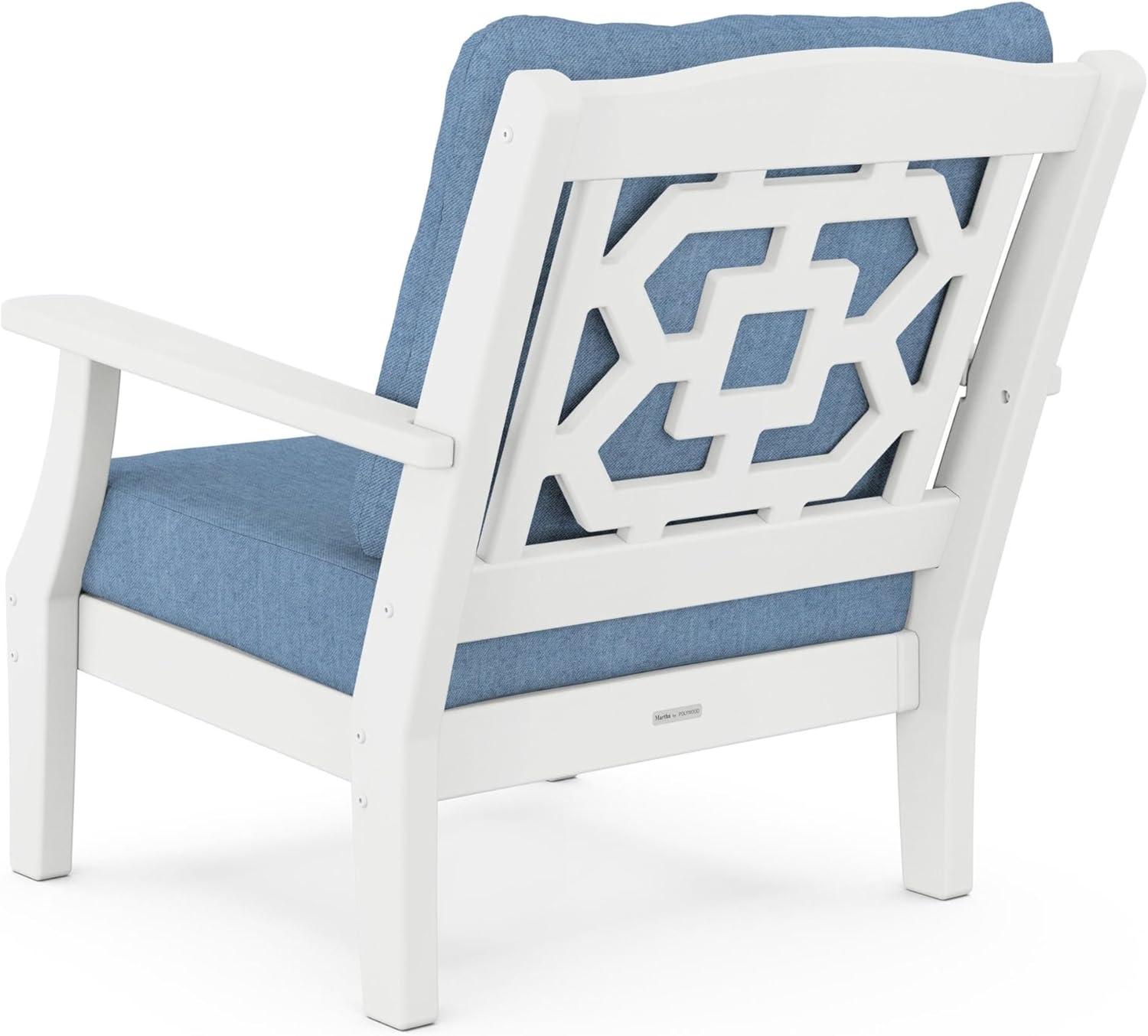 image:imageMartha Stewart by POLYWOOD Chinoiserie 4Piece Deep Seating Set with Sofa in BlackDune BurlapWhite Sky Blue