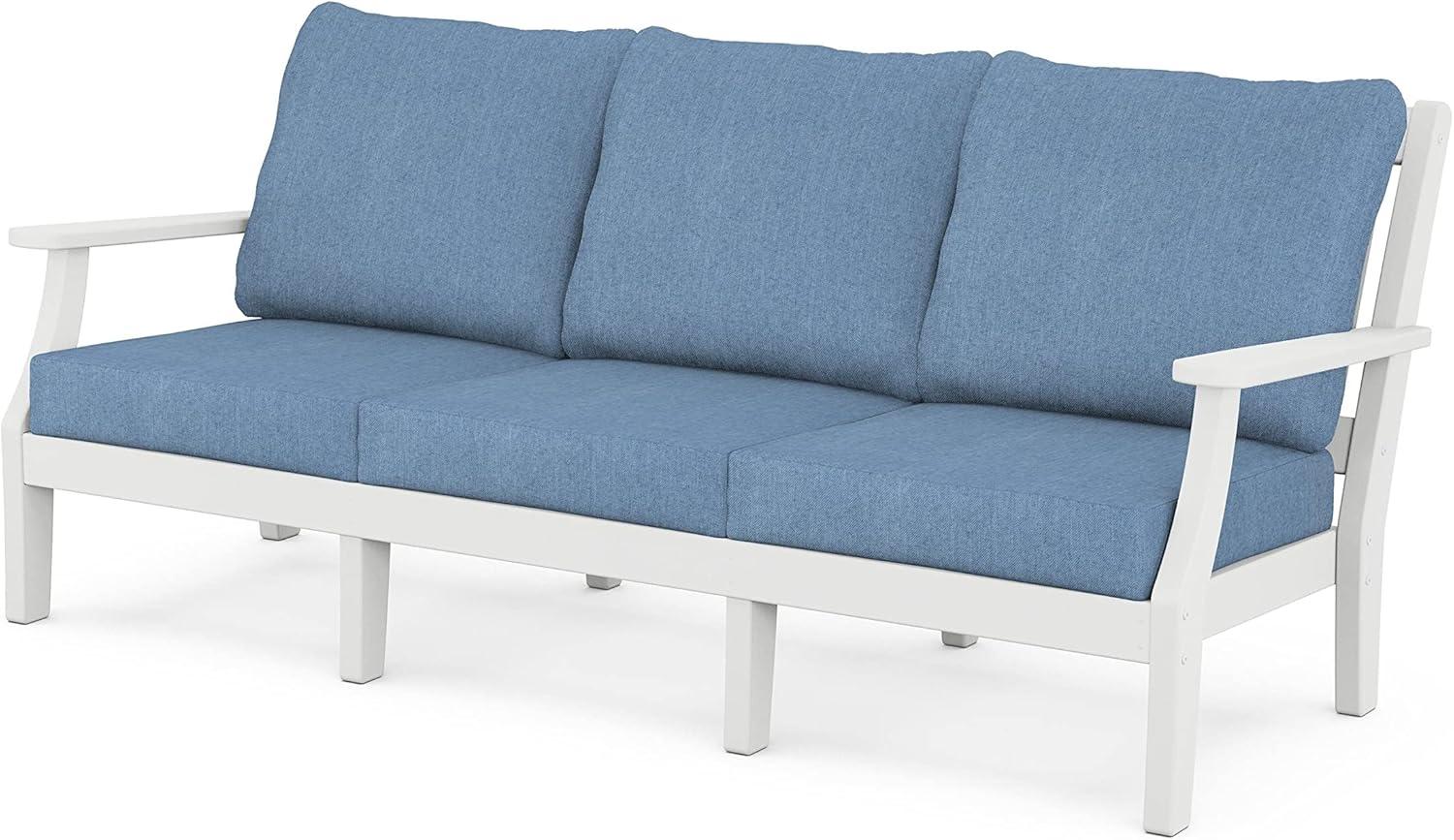 image:imageMartha Stewart by POLYWOOD Chinoiserie 4Piece Deep Seating Set with Sofa in BlackDune BurlapWhite Sky Blue