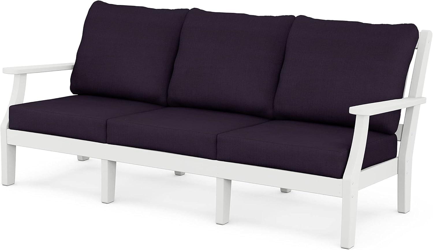 image:imageMartha Stewart by POLYWOOD Chinoiserie 6Piece Lounge Sofa Set in MahoganySpiced BurlapWhite Navy Linen