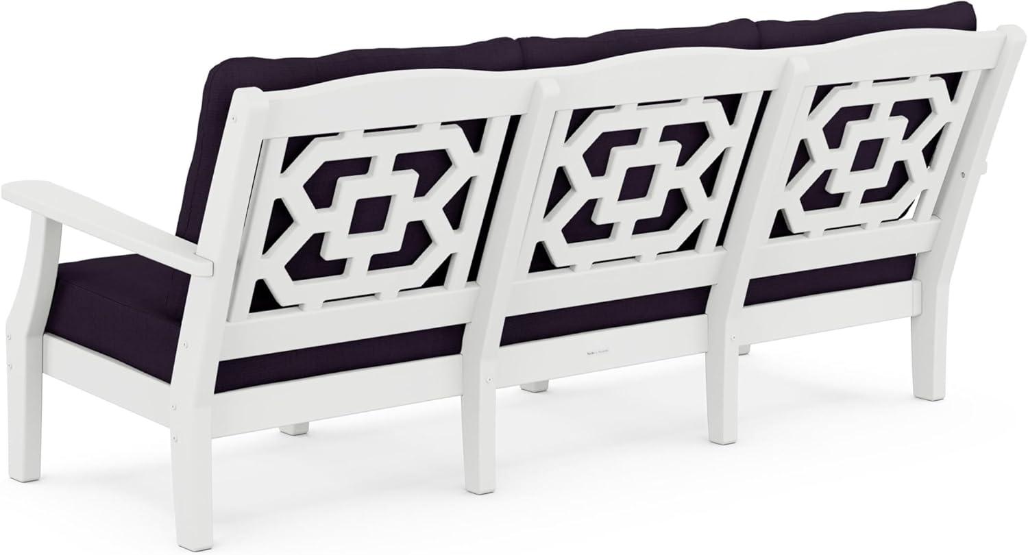 image:imageMartha Stewart by POLYWOOD Chinoiserie 6Piece Lounge Sofa Set in MahoganySpiced BurlapWhite Navy Linen