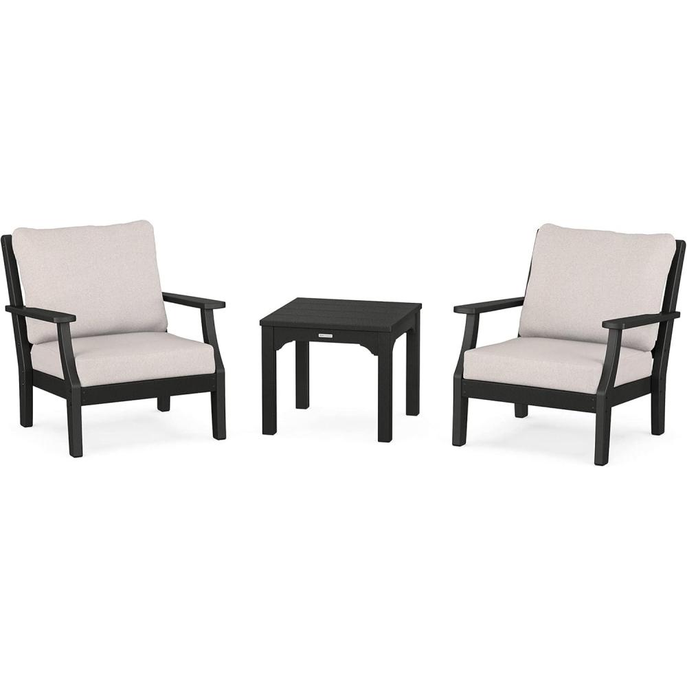 image:imageMartha Stewart by POLYWOOD Acadia 5Piece Farmhouse Dining Set with Benches in WhiteBlack Dune Burlap