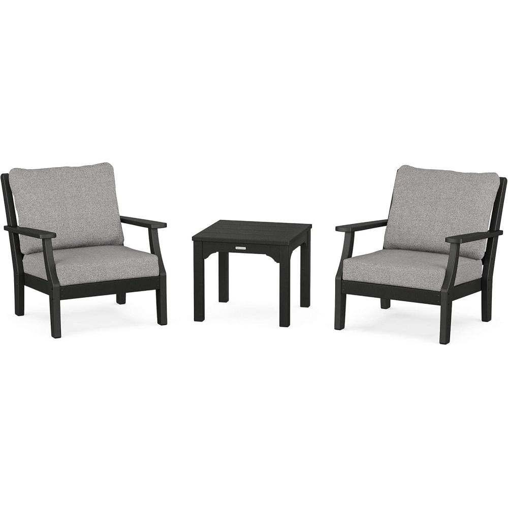 image:imageMartha Stewart by POLYWOOD Acadia 5Piece Farmhouse Dining Set with Benches in WhiteBlack Grey Mist
