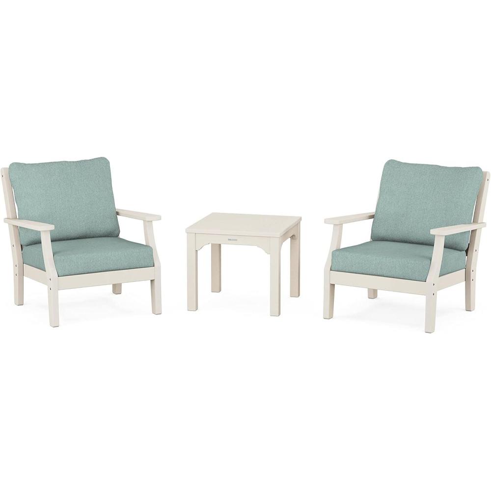 image:imageMartha Stewart by POLYWOOD Acadia 5Piece Farmhouse Dining Set with Benches in WhiteSand Glacier Spa