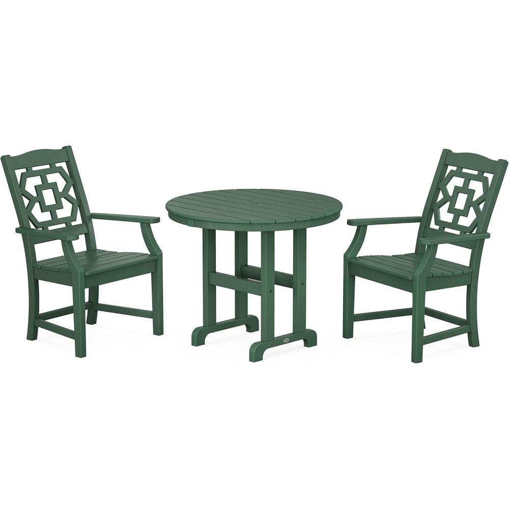 image:imageMartha Stewart by POLYWOOD Chinoiserie 3Piece Farmhouse Dining Set in MahoganyGreen