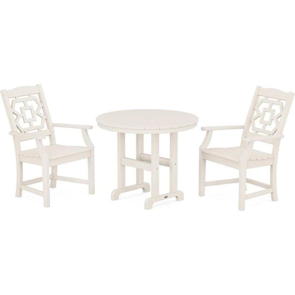 image:imageMartha Stewart by POLYWOOD Chinoiserie 3Piece Farmhouse Dining Set in MahoganySand