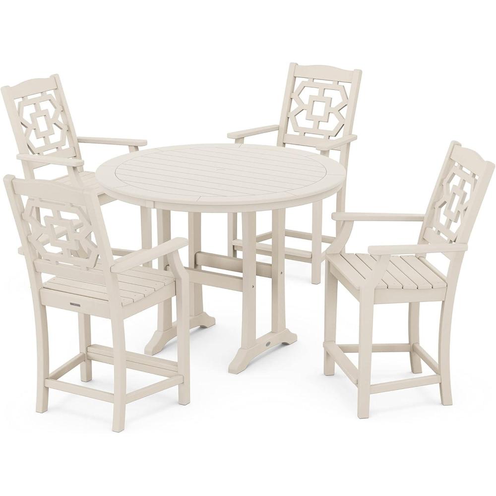 image:imageMartha Stewart by POLYWOOD Chinoiserie 5Piece Round Counter Set in MahoganySand