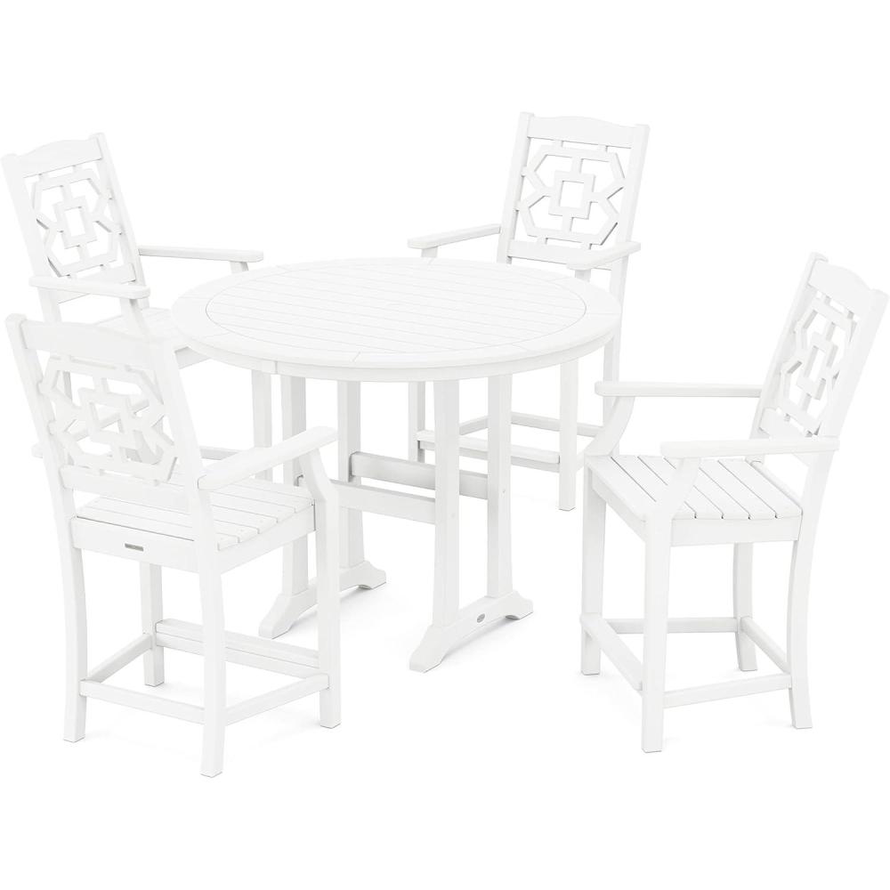 image:imageMartha Stewart by POLYWOOD Chinoiserie 5Piece Round Counter Set in MahoganyWhite