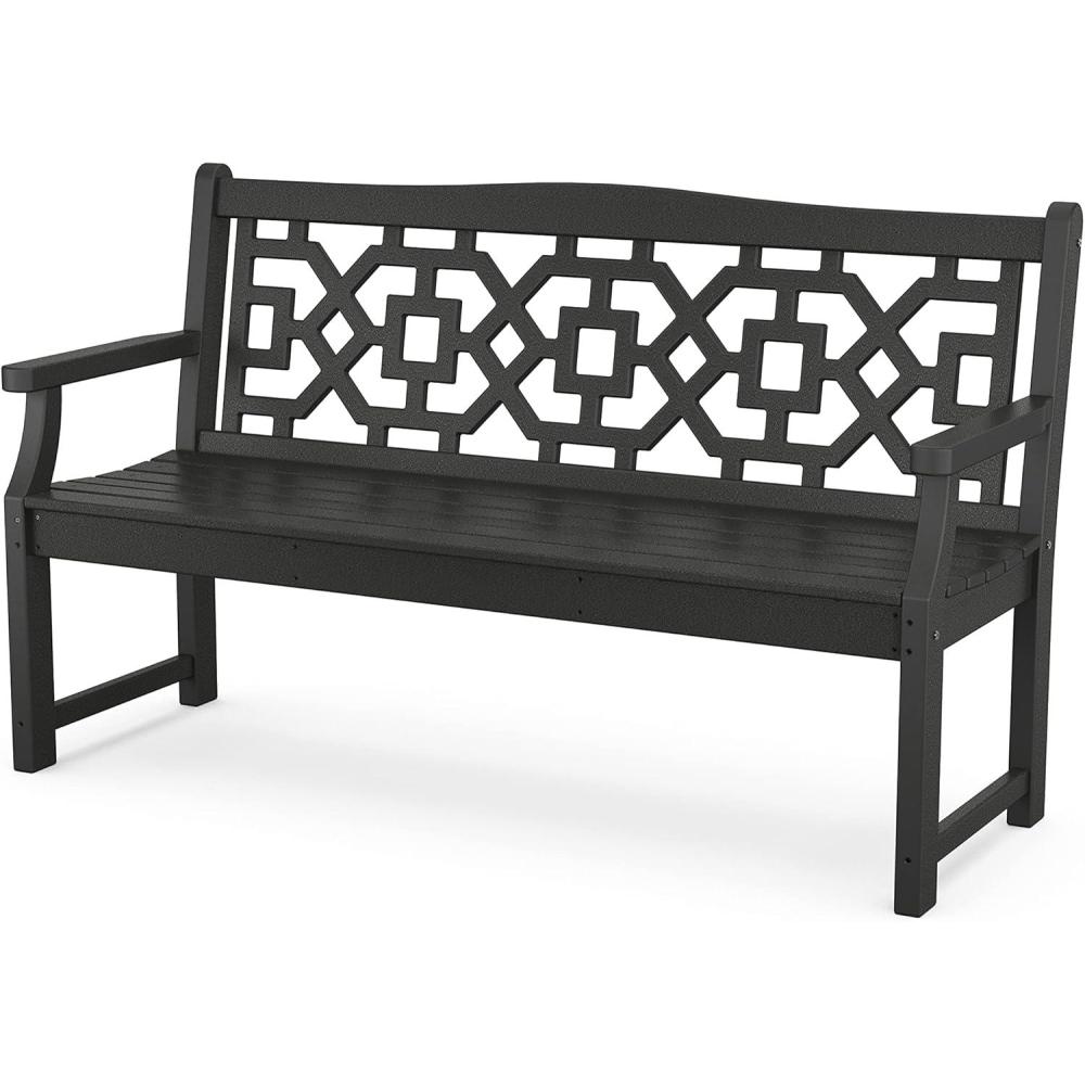 image:imageMartha Stewart by POLYWOOD Chinoiserie 60 Garden Bench in WhiteBlack