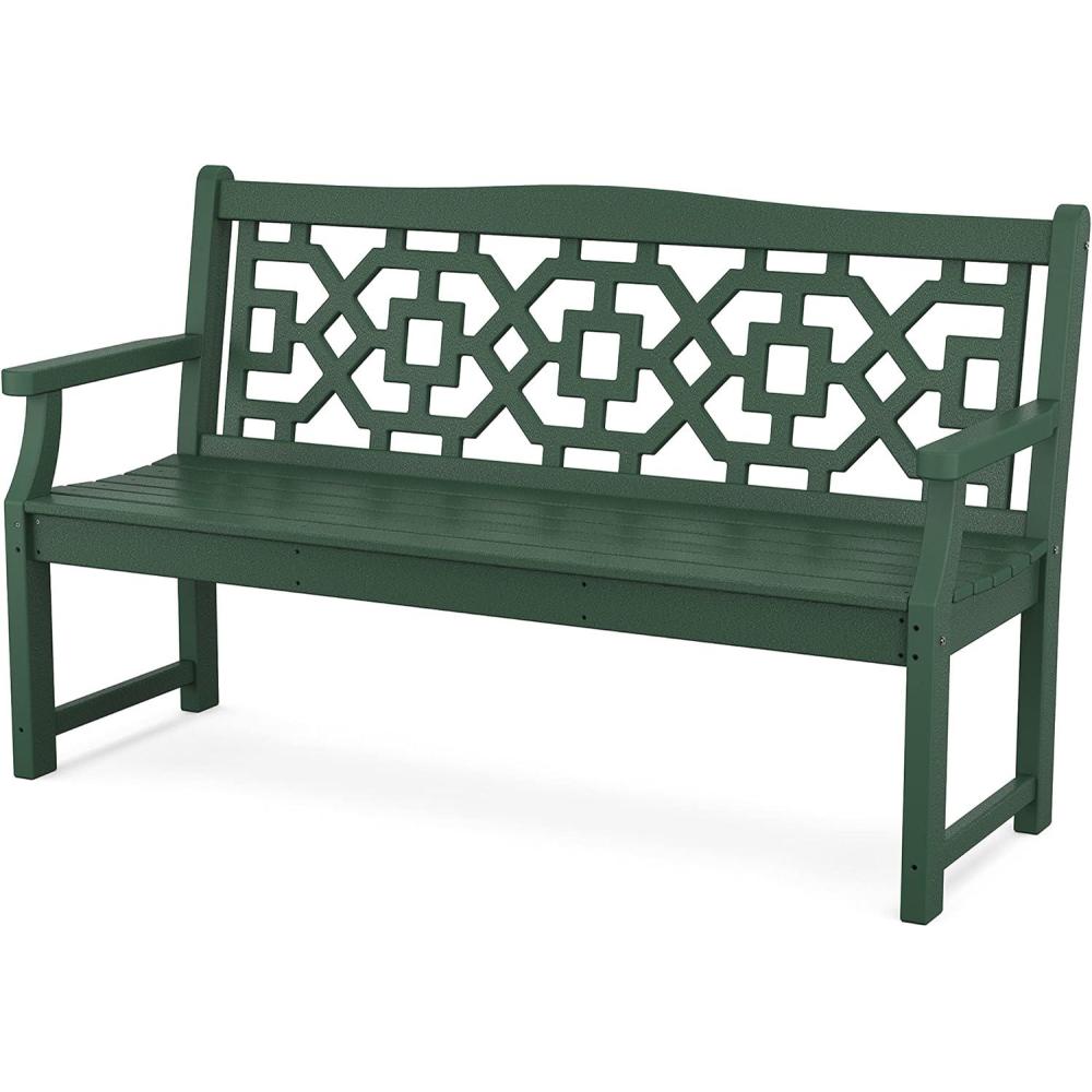 image:imageMartha Stewart by POLYWOOD Chinoiserie 60 Garden Bench in WhiteGreen