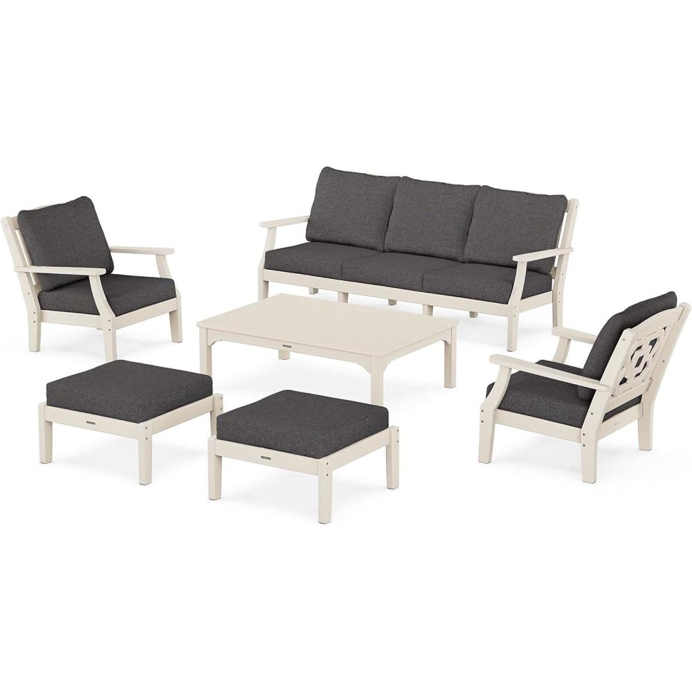 image:imageMartha Stewart by POLYWOOD Chinoiserie 6Piece Lounge Sofa Set in MahoganySpiced BurlapSand Ash Charcoal