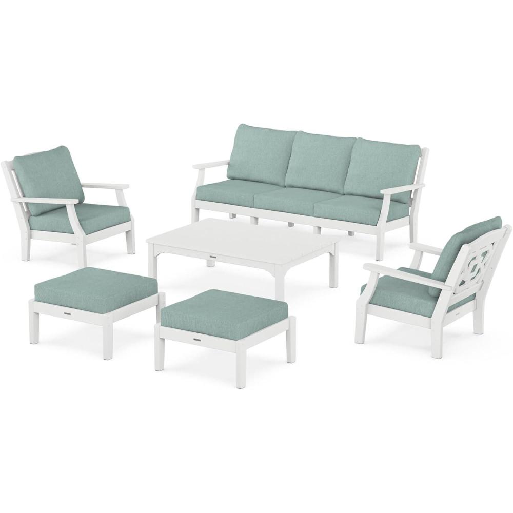 image:imageMartha Stewart by POLYWOOD Chinoiserie 6Piece Lounge Sofa Set in MahoganySpiced BurlapWhite Glacier Spa