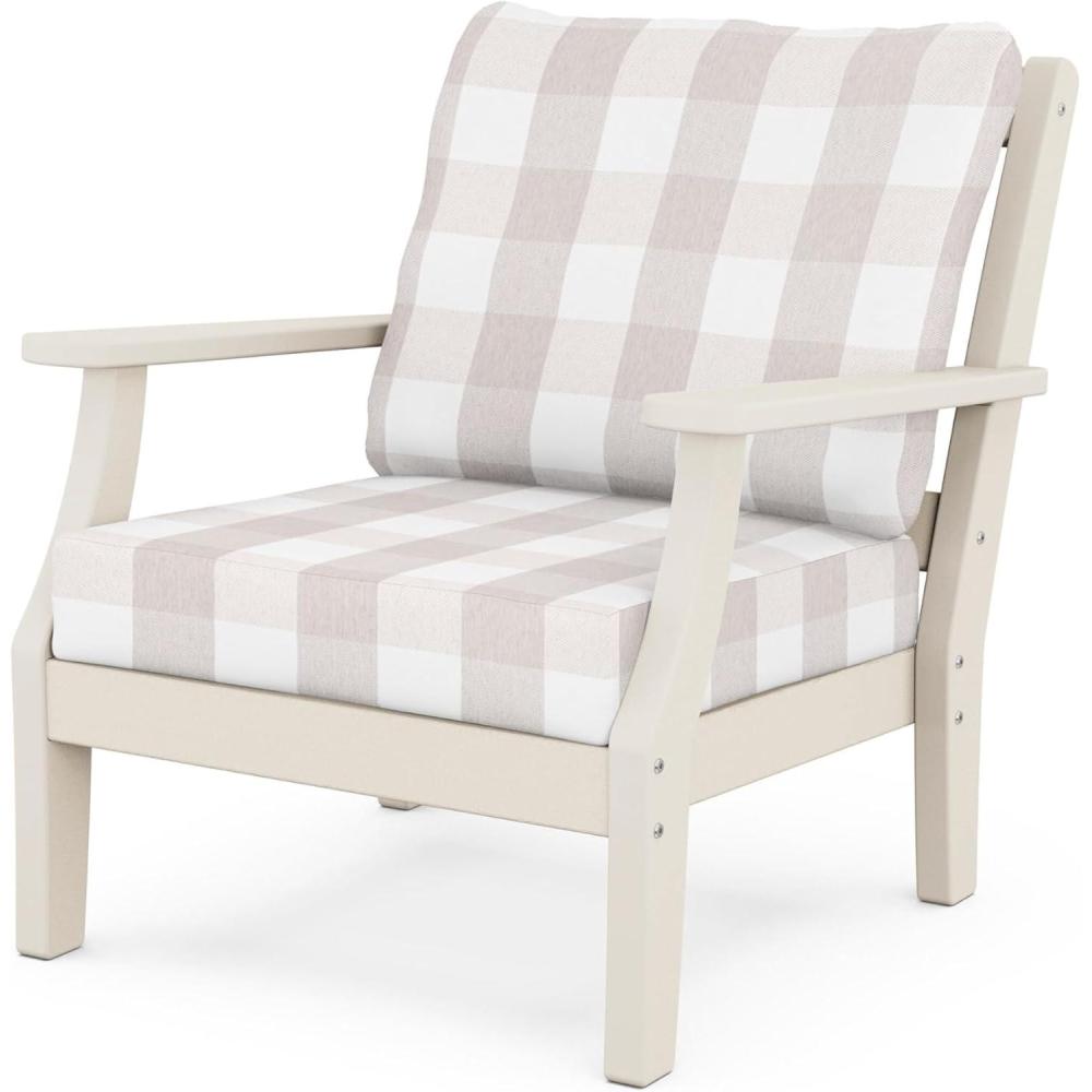 image:imageMartha Stewart by POLYWOOD Chinoiserie Deep Seating Chair in WhiteSky BlueSand  Buffalo Plaid Dune Burlap