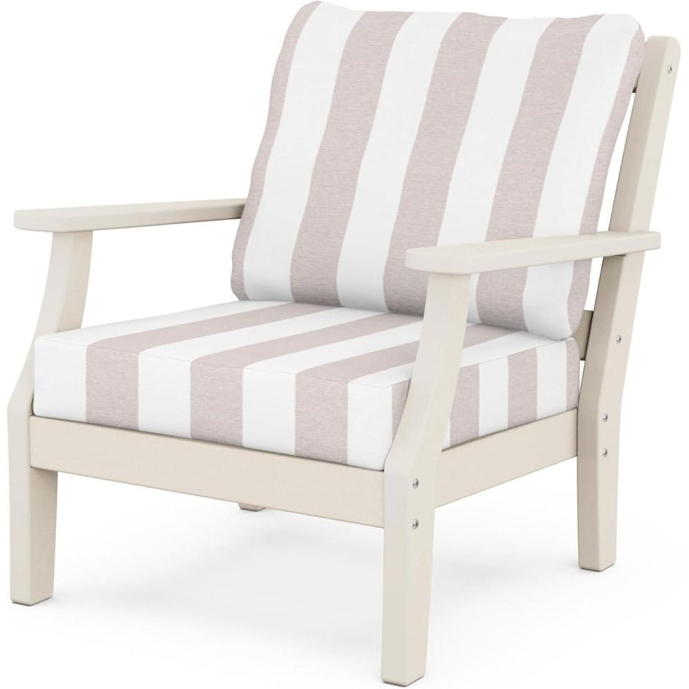 image:imageMartha Stewart by POLYWOOD Chinoiserie Deep Seating Chair in WhiteSky BlueSand  Cabana Stripe Dune Burlap