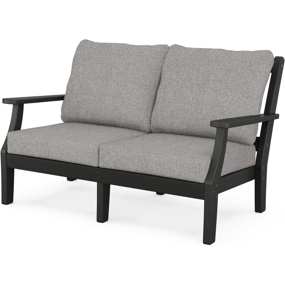 image:imageMartha Stewart by POLYWOOD Chinoiserie Deep Seating Loveseat in WhiteSky BlueBlack Grey Mist