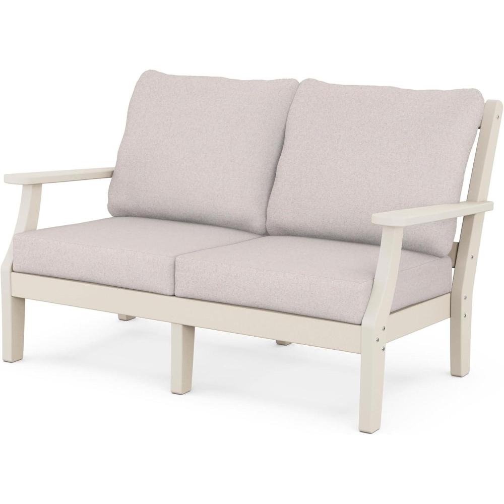 image:imageMartha Stewart by POLYWOOD Chinoiserie Deep Seating Loveseat in WhiteSky BlueSand Dune Burlap