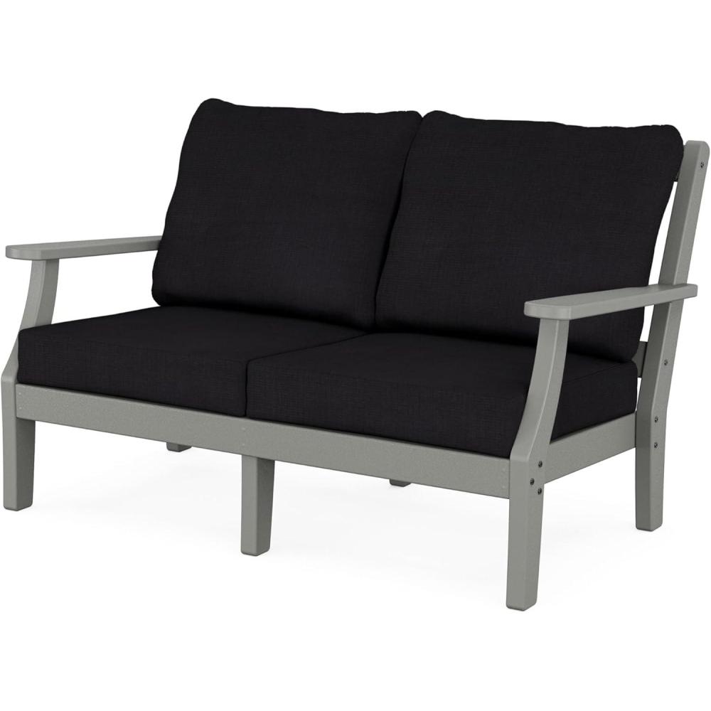 image:imageMartha Stewart by POLYWOOD Chinoiserie Deep Seating Loveseat in WhiteSky BlueSlate Grey Midnight Linen