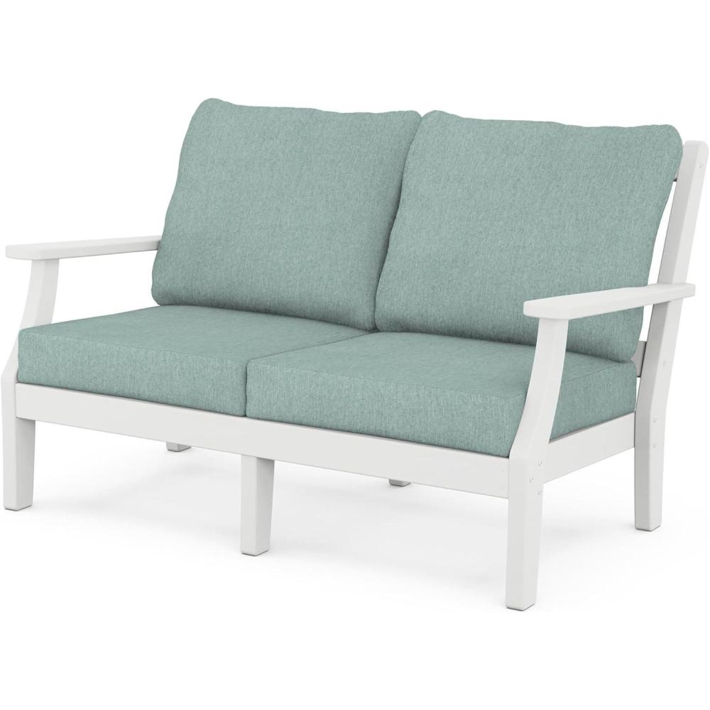 image:imageMartha Stewart by POLYWOOD Chinoiserie Deep Seating Loveseat in WhiteSky BlueWhite Glacier Spa