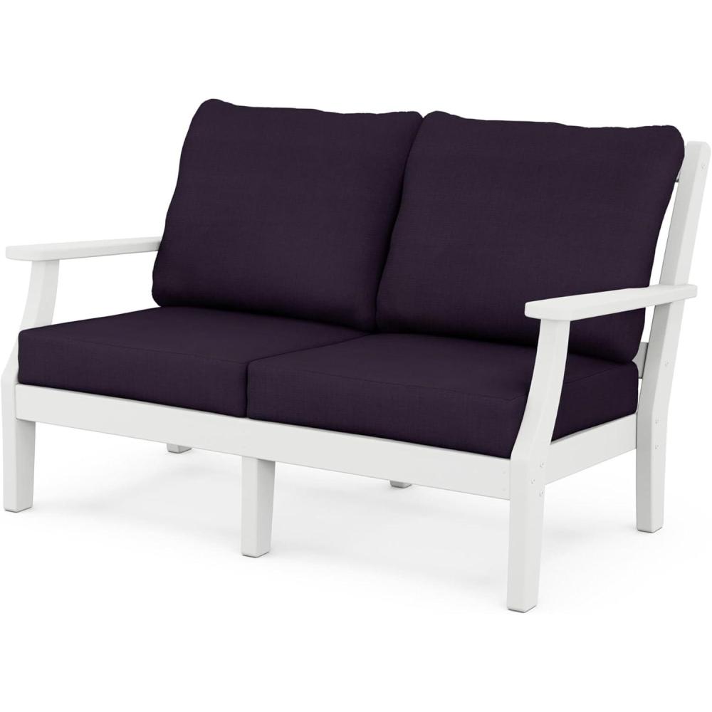 image:imageMartha Stewart by POLYWOOD Chinoiserie Deep Seating Loveseat in WhiteSky BlueWhite Navy Linen