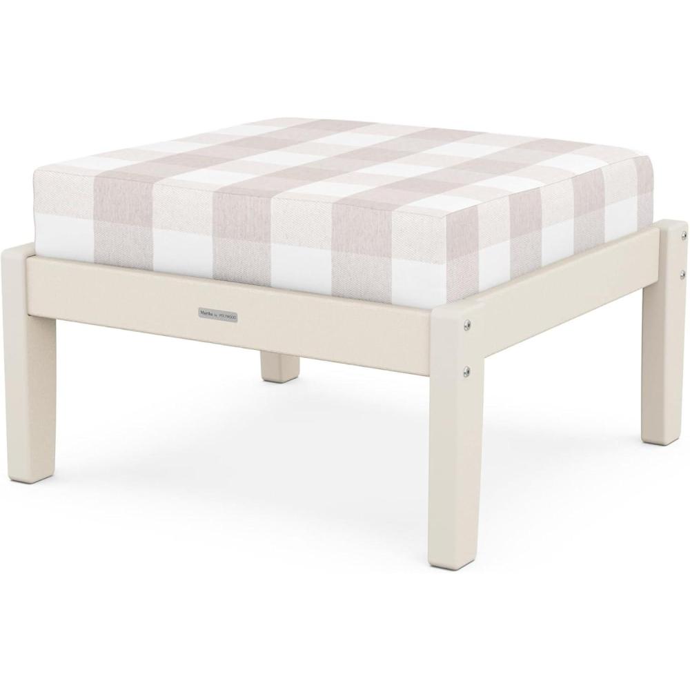 image:imageMartha Stewart by POLYWOOD Chinoiserie Deep Seating Ottoman MahoganySpiced BurlapSand Buffalo Plaid Dune Burlap