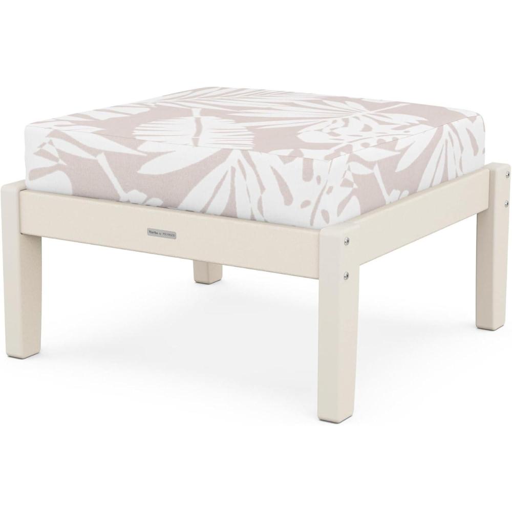 image:imageMartha Stewart by POLYWOOD Chinoiserie Deep Seating Ottoman MahoganySpiced BurlapSand Leaf Dune Burlap