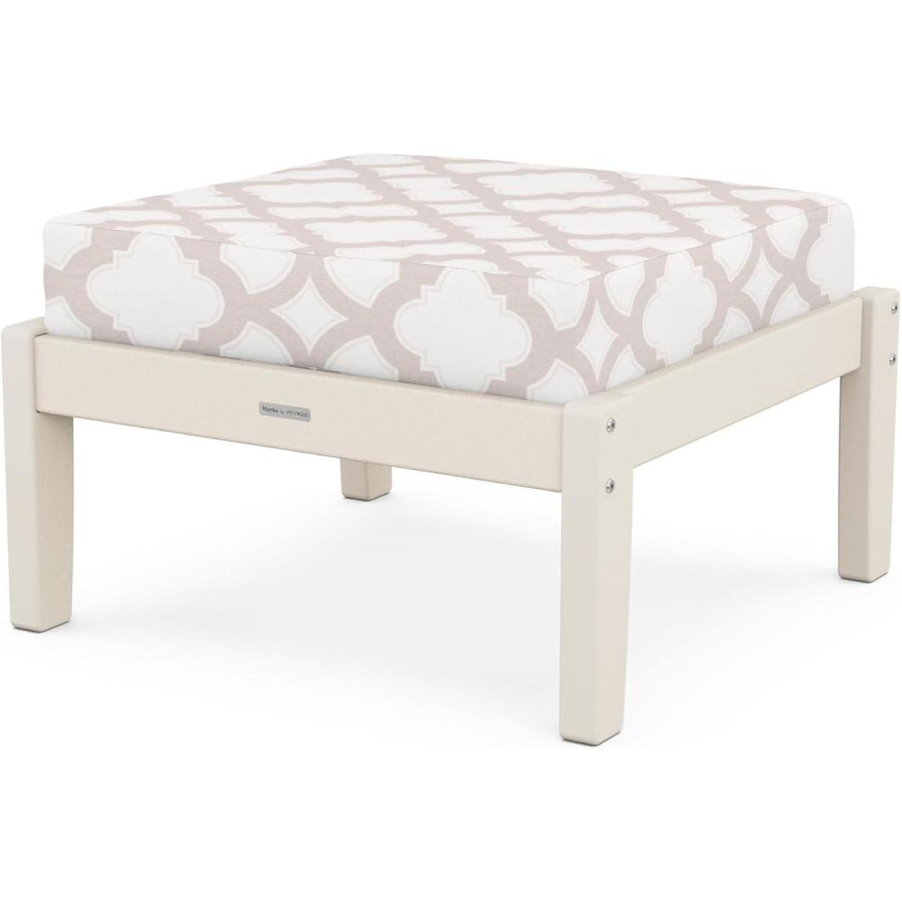 image:imageMartha Stewart by POLYWOOD Chinoiserie Deep Seating Ottoman MahoganySpiced BurlapSand Trellis Dune Burlap