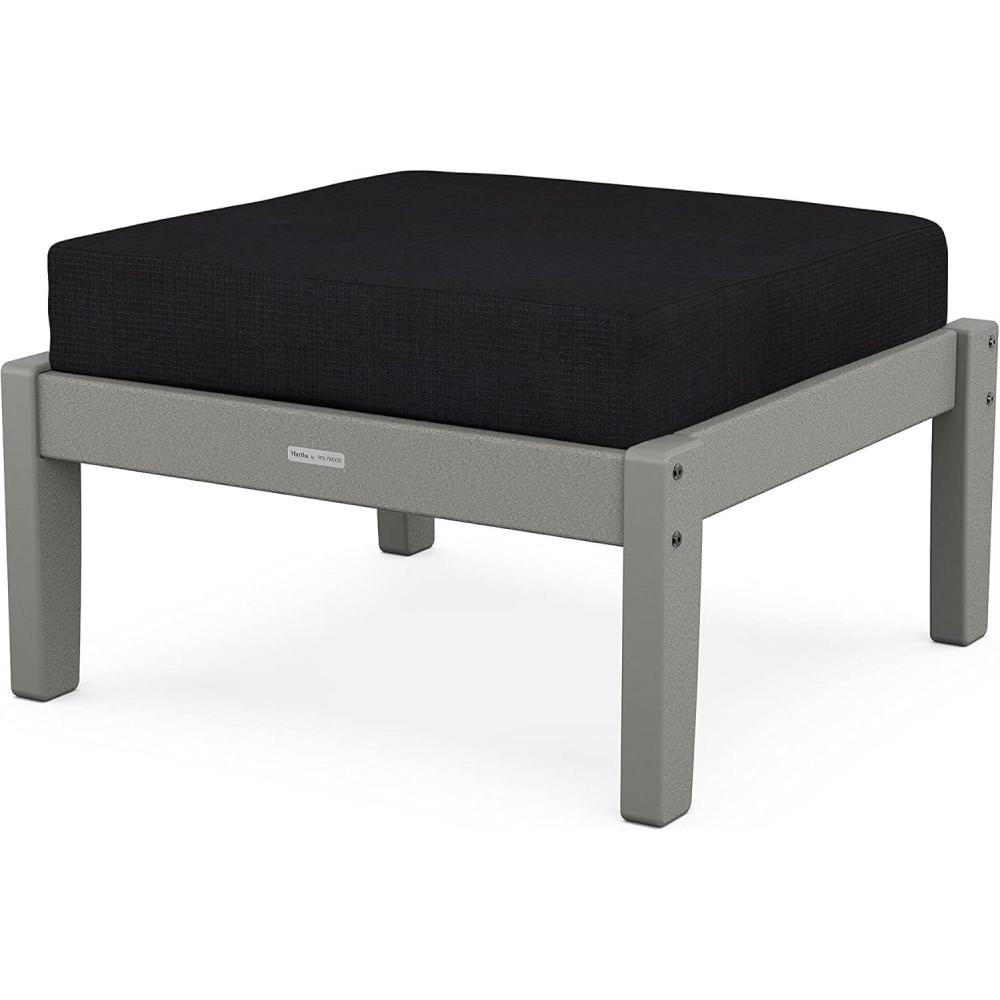 image:imageMartha Stewart by POLYWOOD Chinoiserie Deep Seating Ottoman MahoganySpiced BurlapSlate Grey Midnight Linen