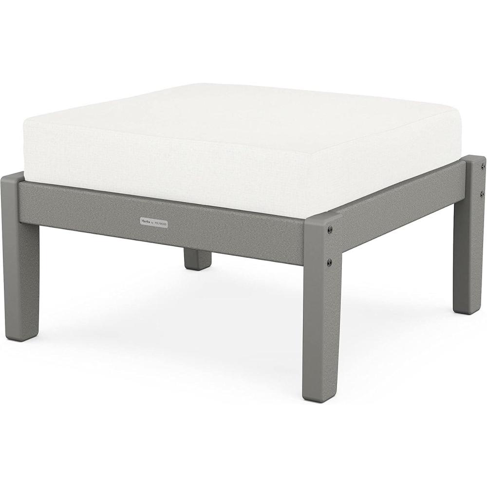 image:imageMartha Stewart by POLYWOOD Chinoiserie Deep Seating Ottoman MahoganySpiced BurlapSlate Grey Natural Linen