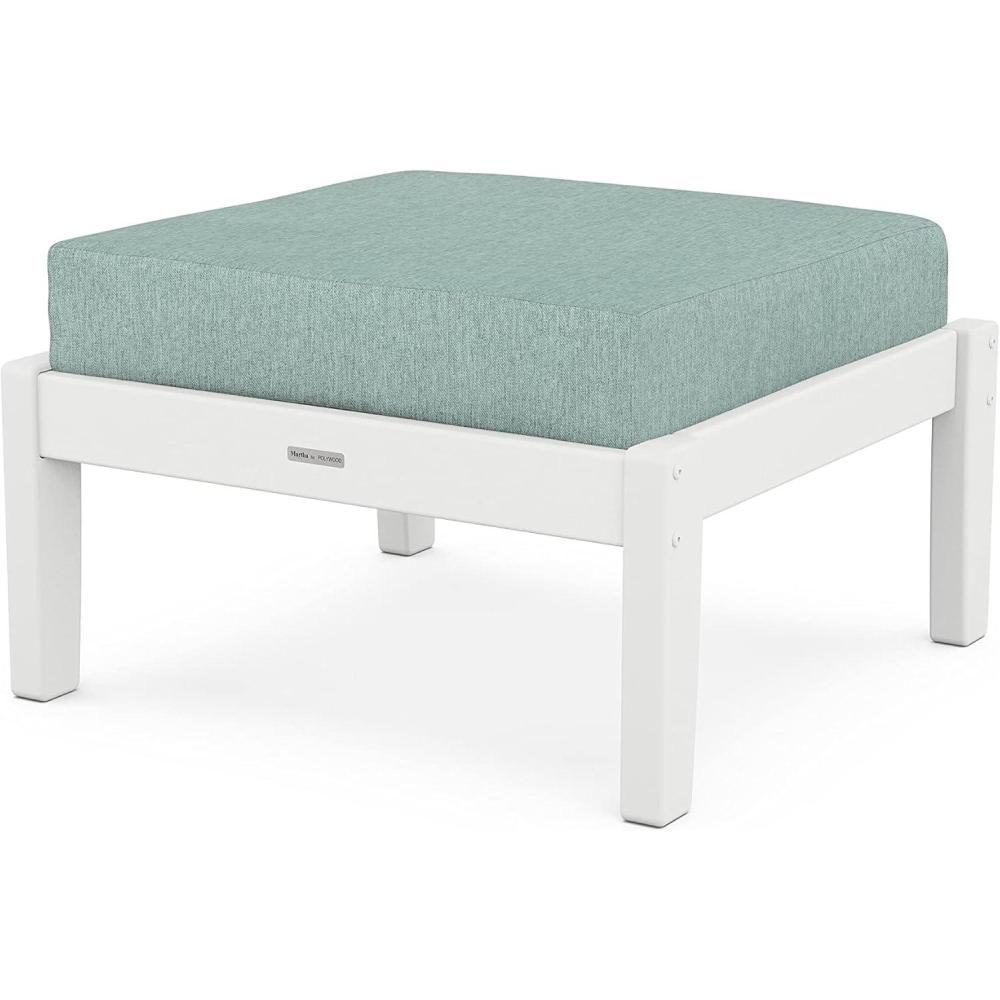 image:imageMartha Stewart by POLYWOOD Chinoiserie Deep Seating Ottoman MahoganySpiced BurlapWhite Glacier Spa