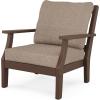 Martha Stewart by POLYWOOD® Acadia 5-Piece Farmhouse Dining Set with Benches in White(Mahogany / Spiced Burlap)