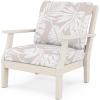 Martha Stewart by POLYWOOD® Acadia 5-Piece Farmhouse Dining Set with Benches in White(Sand / Leaf Dune Burlap)