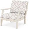 Martha Stewart by POLYWOOD® Acadia 5-Piece Farmhouse Dining Set with Benches in White(Sand / Trellis Dune Burlap)