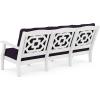 Martha Stewart by POLYWOOD® Chinoiserie 4-Piece Deep Seating Set with Sofa in Black/Dune Burlap(White / Navy Linen)