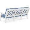 Martha Stewart by POLYWOOD® Chinoiserie 4-Piece Deep Seating Set with Sofa in Black/Dune Burlap(White / Sky Blue)