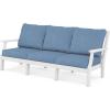 Martha Stewart by POLYWOOD® Chinoiserie 4-Piece Deep Seating Set with Sofa in Black/Dune Burlap(White / Sky Blue)